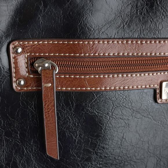 Nine & Co Black/Brown Faux Leather Tote Bag - 13L x 11H x 5D - Picture 8 of 8